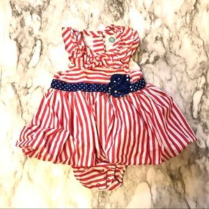 Adorable Girls Red and Blue dress. Size 3M